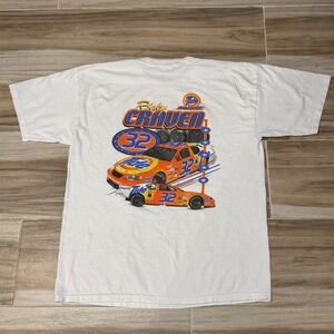 Vintage Ricky Craven‎ Tide Racing 32 NASCAR T-Shirt Mens XL White Gildan Cotton